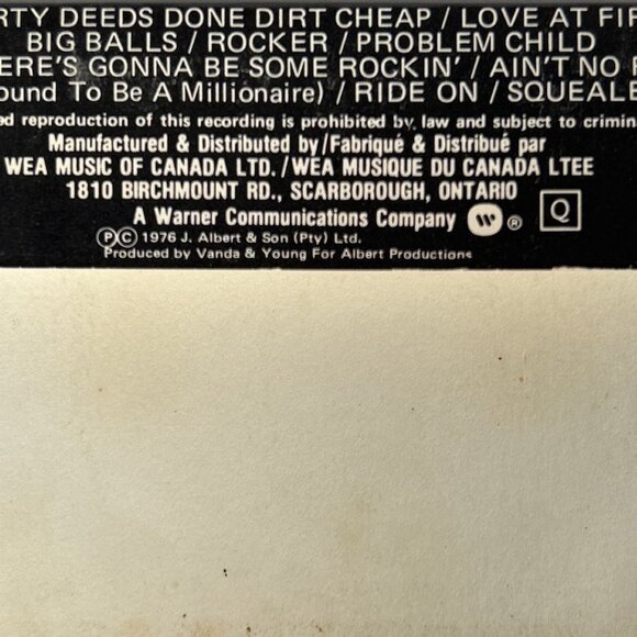 AC/DC Dirty Deeds Done Dirt Cheap Cassette Tape - Picture 6 of 9